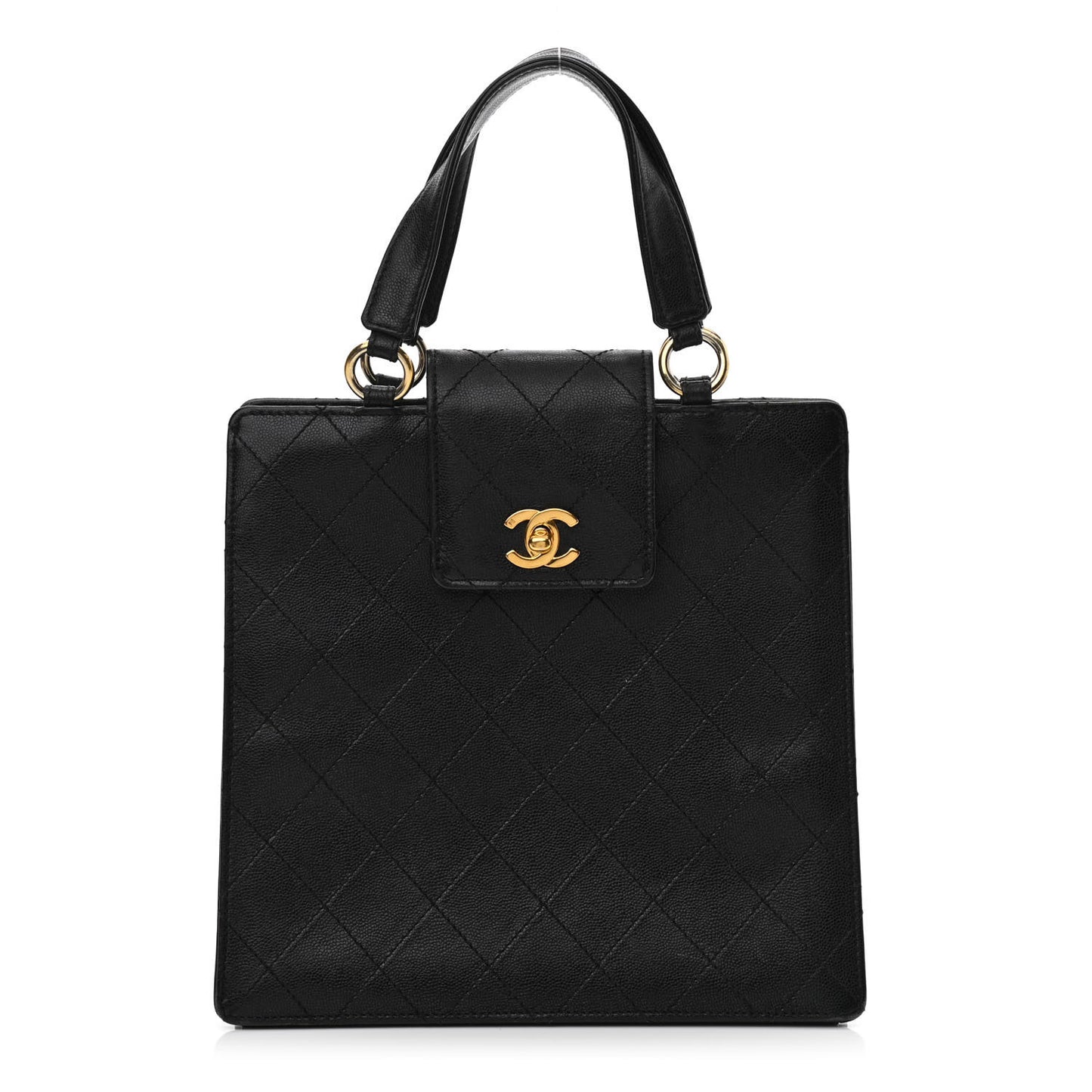 Caviar Quilted Top Handle Bag Black