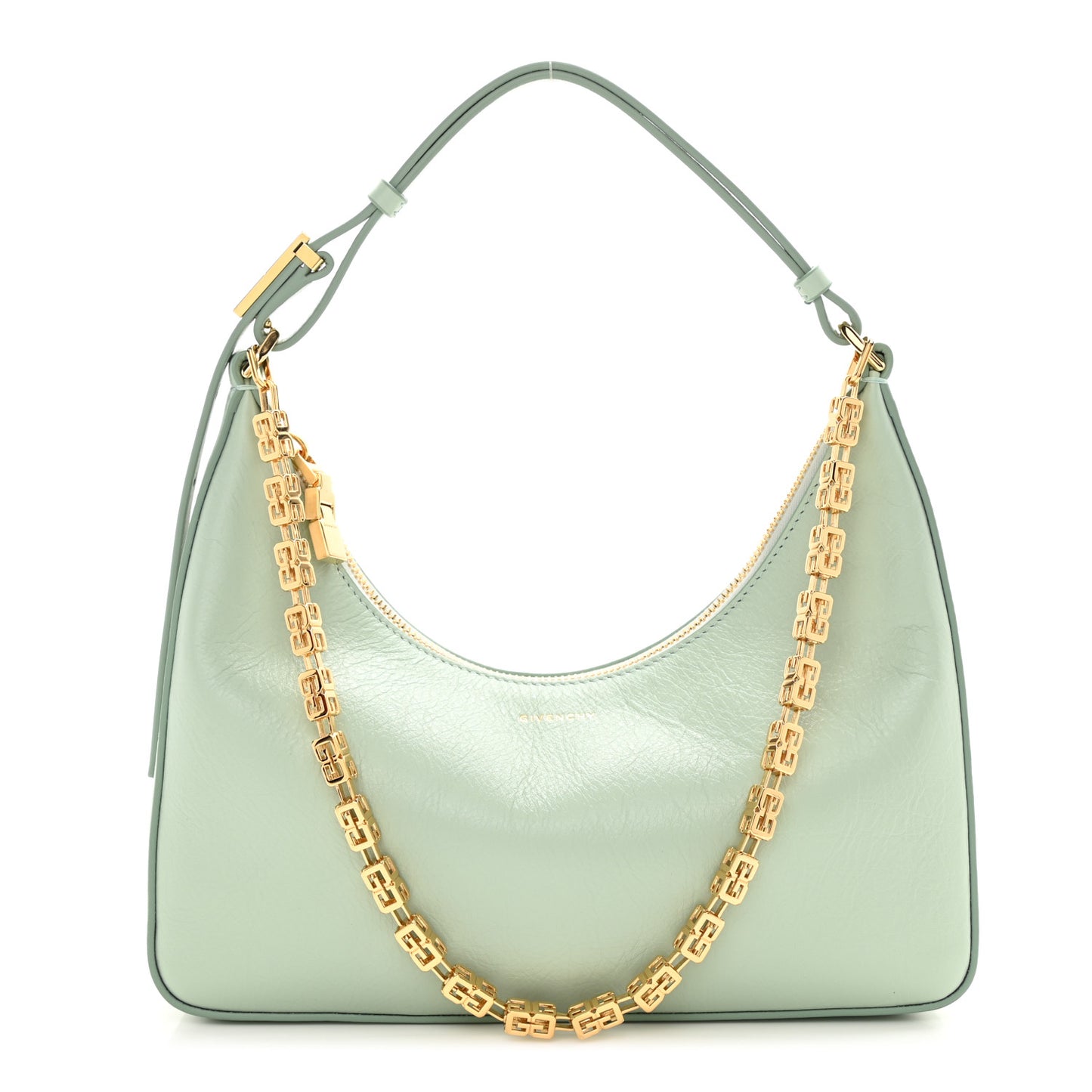 Smooth Calfskin Small Moon Cut Out Shoulder Bag Celadon