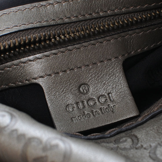 Guccissima Medium Jockey Hobo Pewter