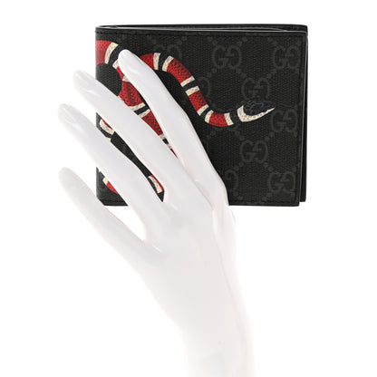 Gucci GG Supreme Monogram Kingsnake Nice Bi-Fold Wallet Black Grey 2 of 8