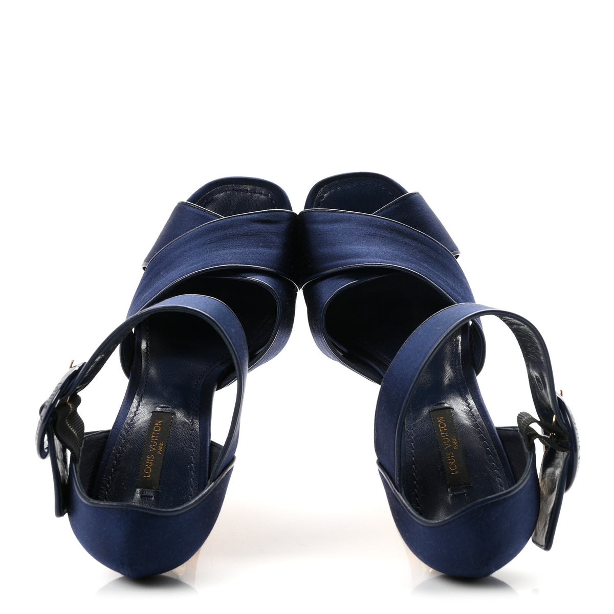 Satin Florida Platform Sandal  38 Navy