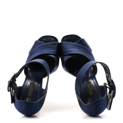 Louis Vuitton Satin Florida Platform Sandal  38 Navy 2 of 9