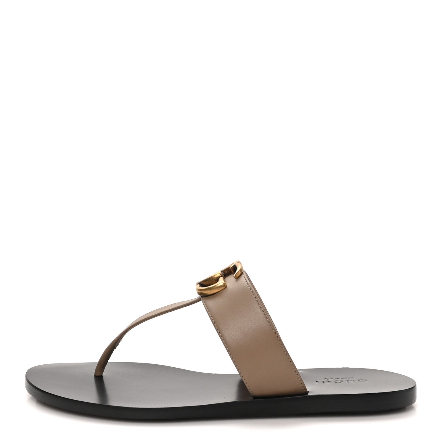 Gucci Calfskin GG Marmont Thong Sandals 35 Mud 35.5 Mud 1 of 9