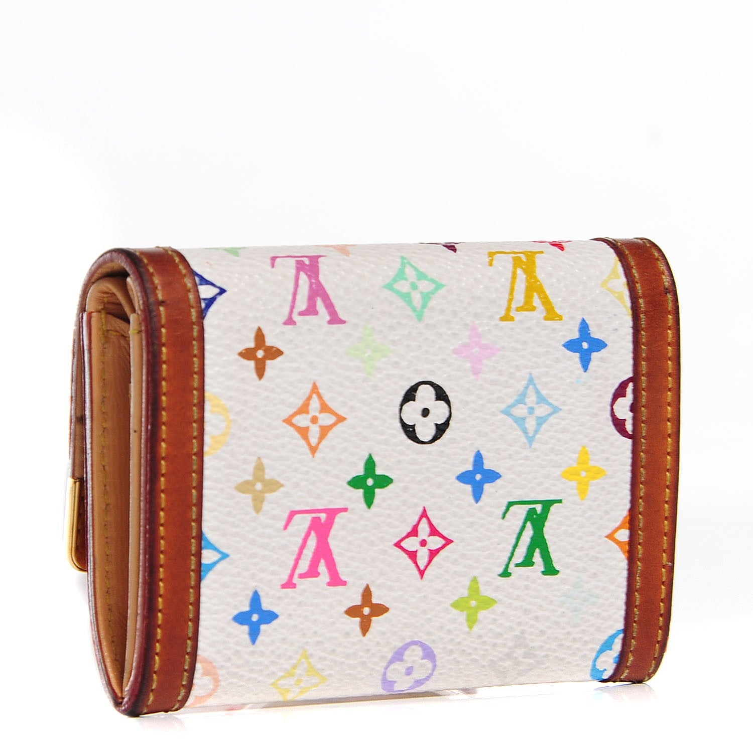 Louis Vuitton Monogram Multicolor Porte-Monnaie Plat Coin Purse White 3 of 7