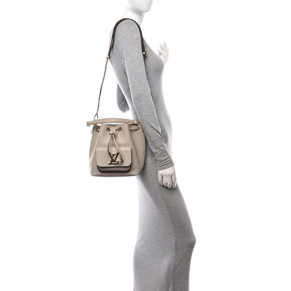 Louis Vuitton Calfskin Lockme Bucket MM Greige 3 of 11