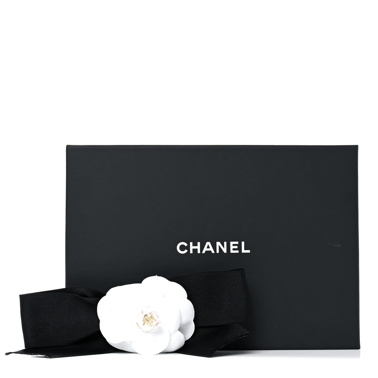 Chanel Silk Satin Camellia Bow Brooch Black White 6 of 6