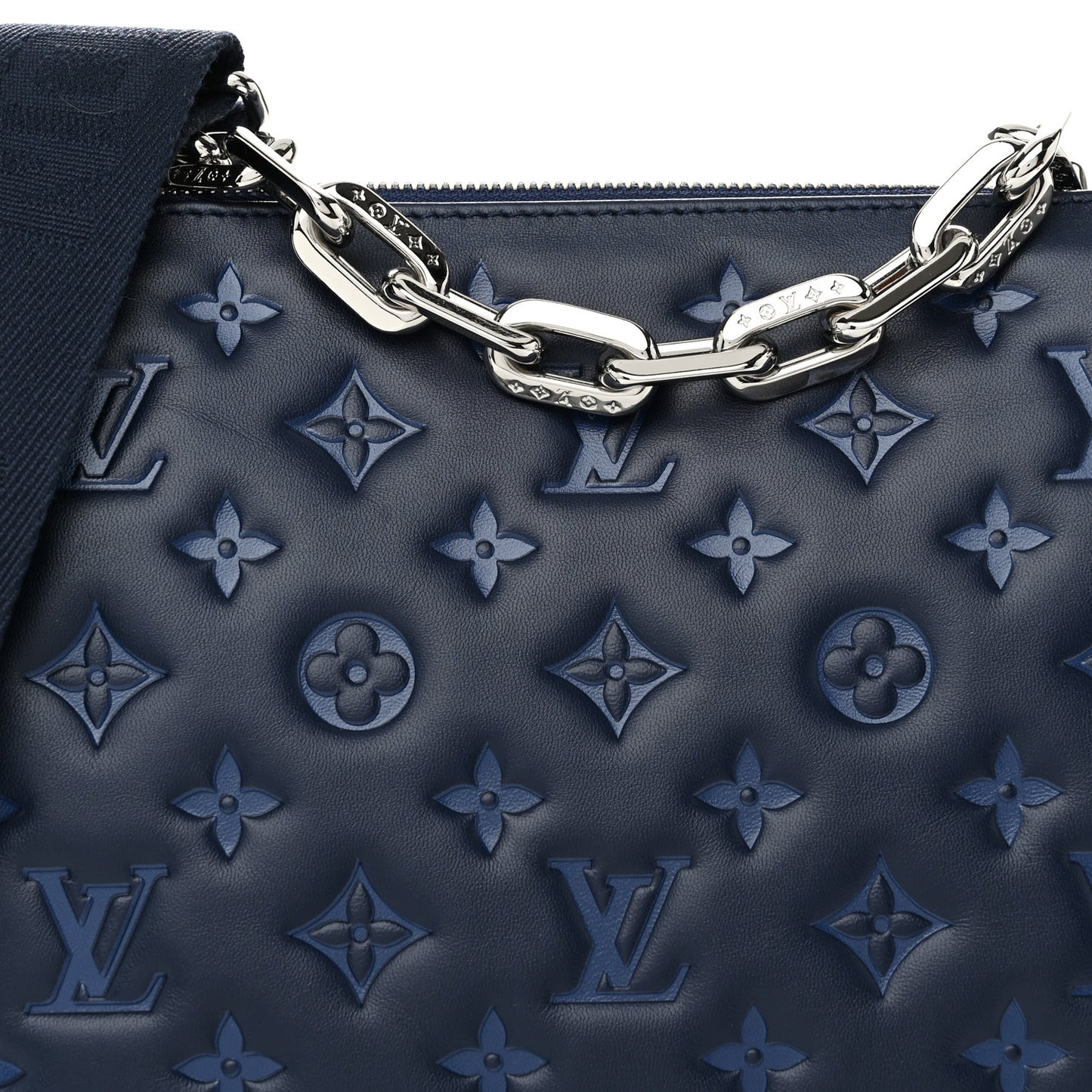 Lambskin Embossed Monogram Coussin PM Navy