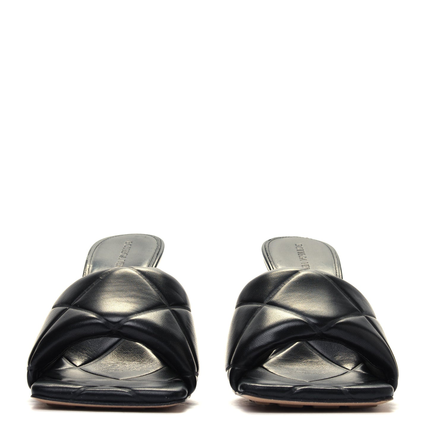 Nappa Quilted Rubber Lido Mule Sandals 39 Black