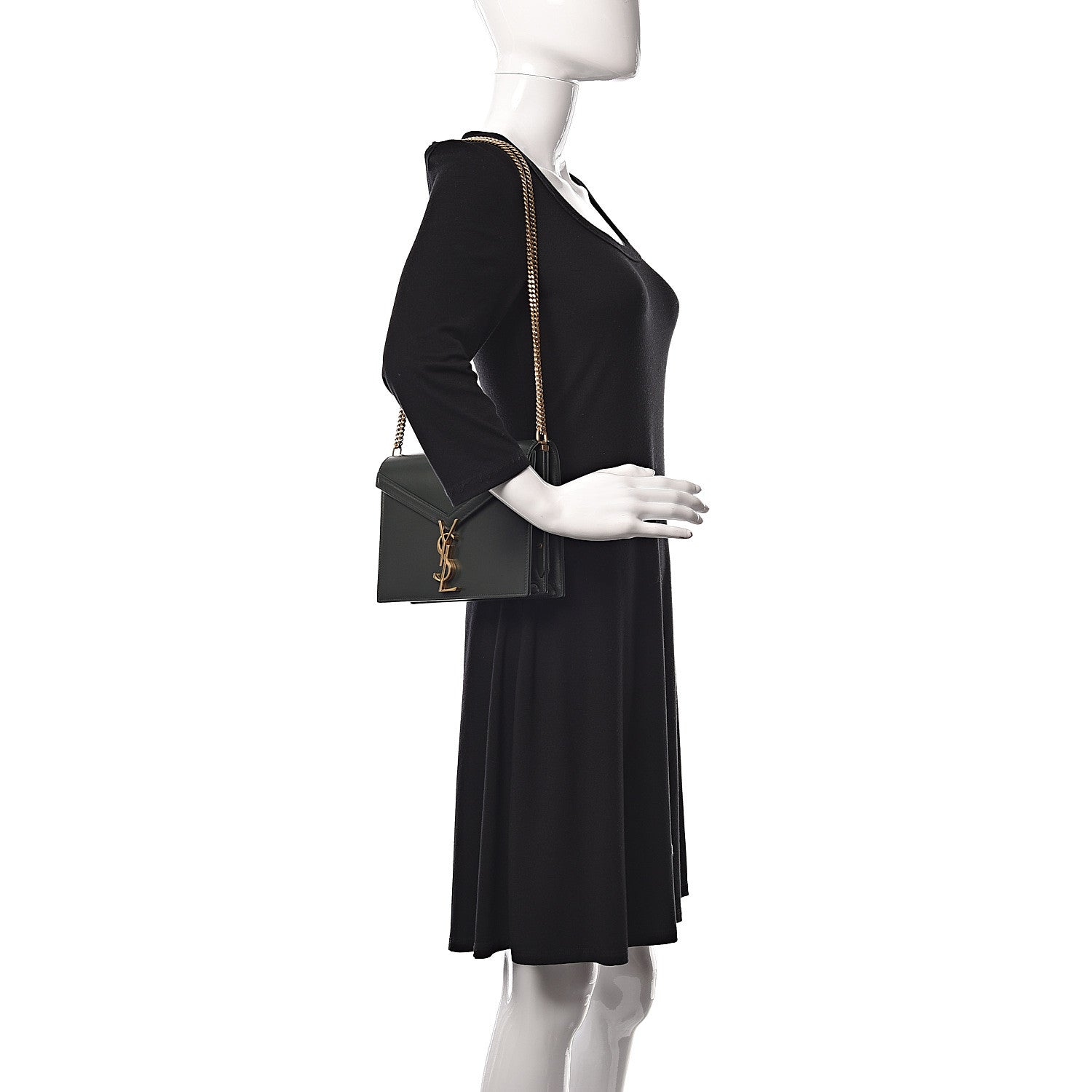 Saint Laurent Smooth Calfskin Monogram Cassandra Clasp Bag Dark Green 2 of 10