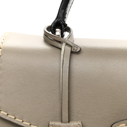 Prada Vitello Tri-Color Medium Sound Top Handle Satchel Grigio Black 18 of 18