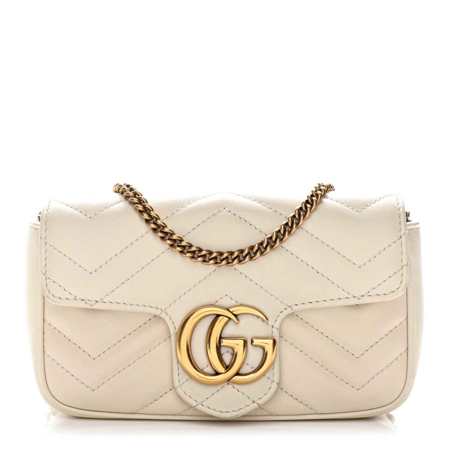 Gucci Calfskin Matelasse Super Mini GG Marmont Shoulder Bag White 1 of 11