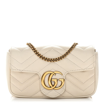 Gucci Calfskin Matelasse Super Mini GG Marmont Shoulder Bag White 1 of 11