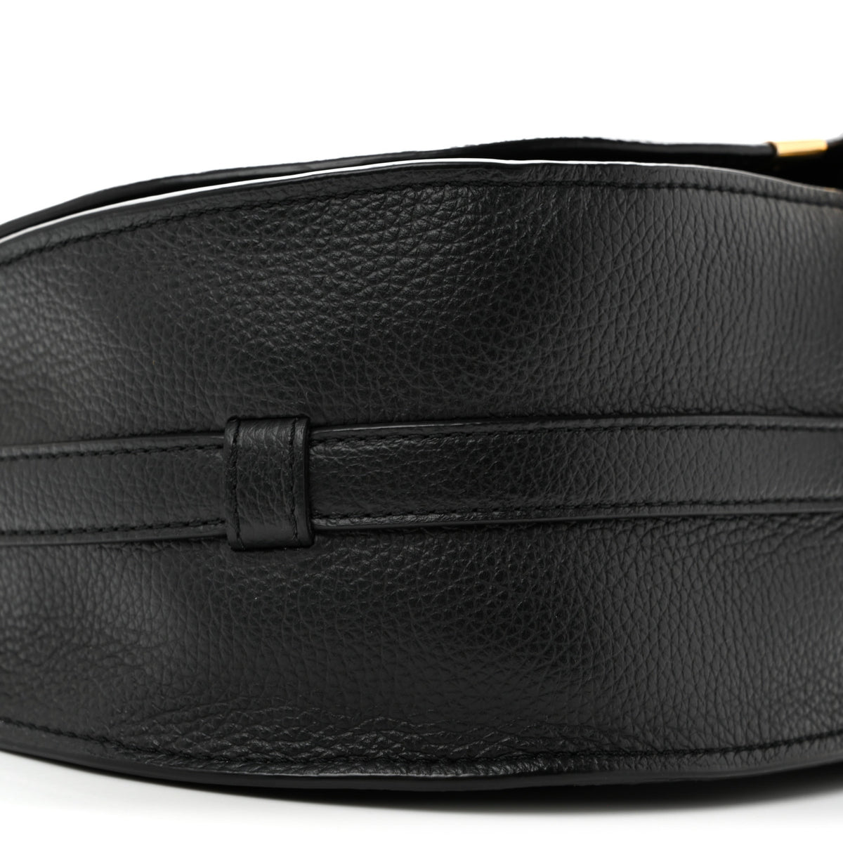 Grained Calfskin Medium Marcie Saddle Bag Black