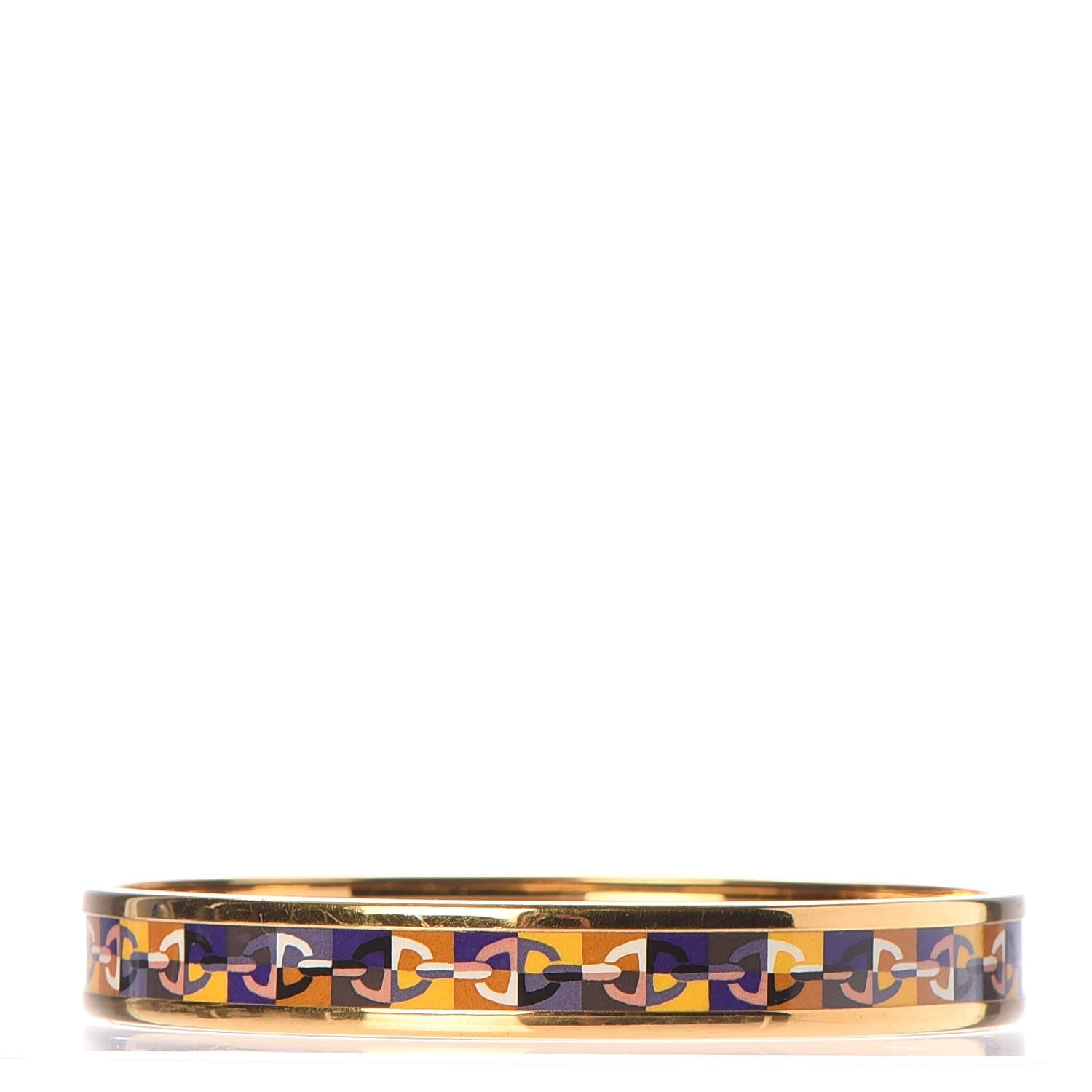 Hermes Enamel Narrow Printed Optique Chaine D'Ancre Bracelet 65 1 of 6