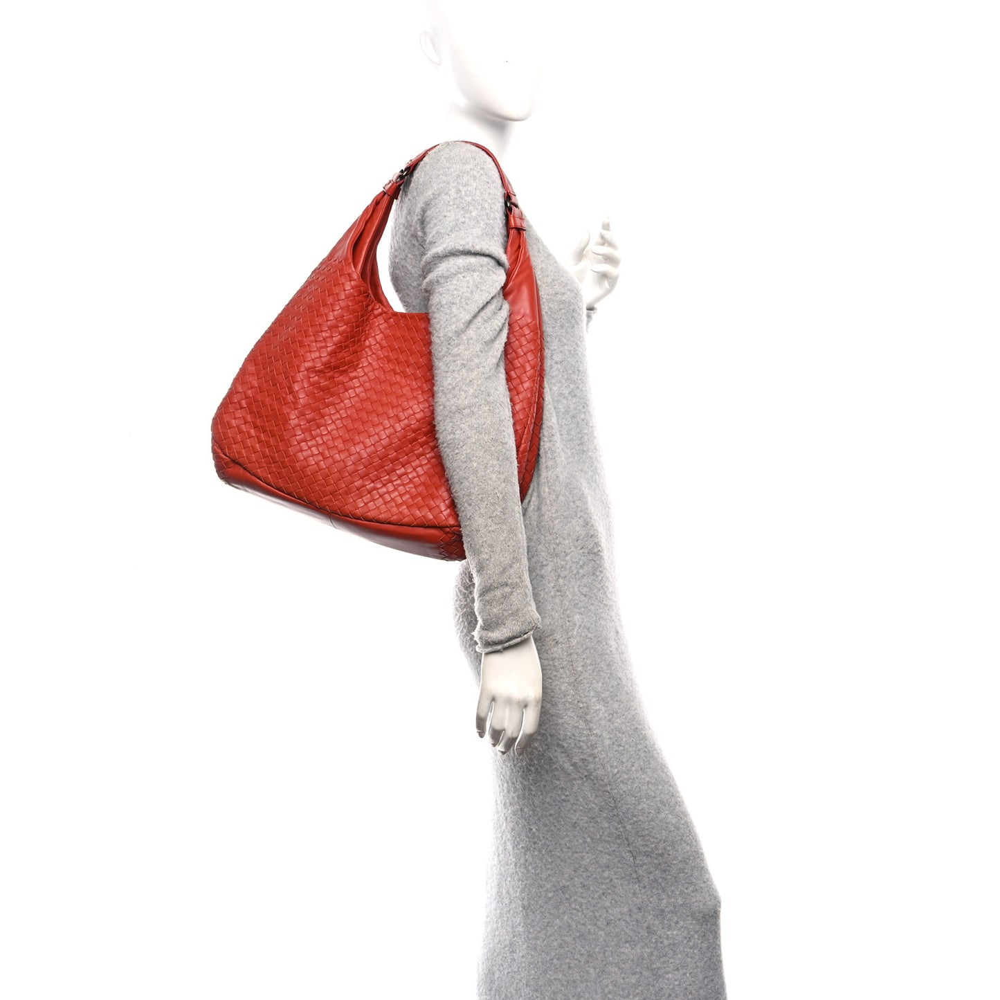 Nappa Intrecciato Large Campana Hobo Brique