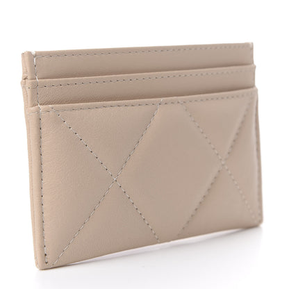 Chanel Shiny Goatskin Quilted Chanel 19 Card Holder Beige 3 of 9