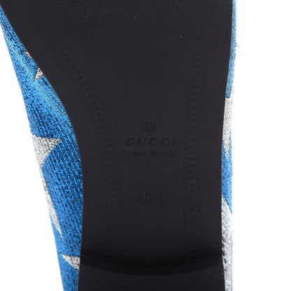 Gucci Lurex Calfskin Starry Sky Womens Jordaan Loafers 40.5 Bluette Silver 9 of 11