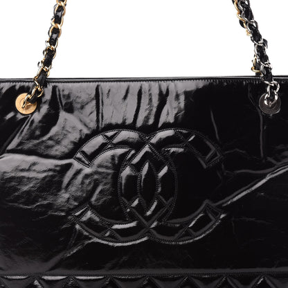 Chanel Shiny Aged Calfskin Quilted Large Shopping Bag Black 10 of 11