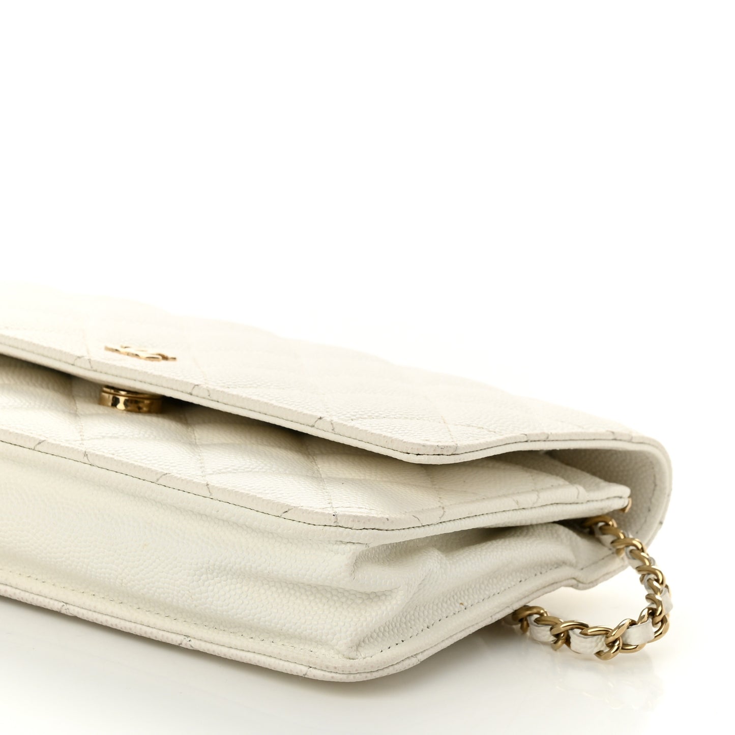 Caviar Quilted Wallet On Chain WOC White