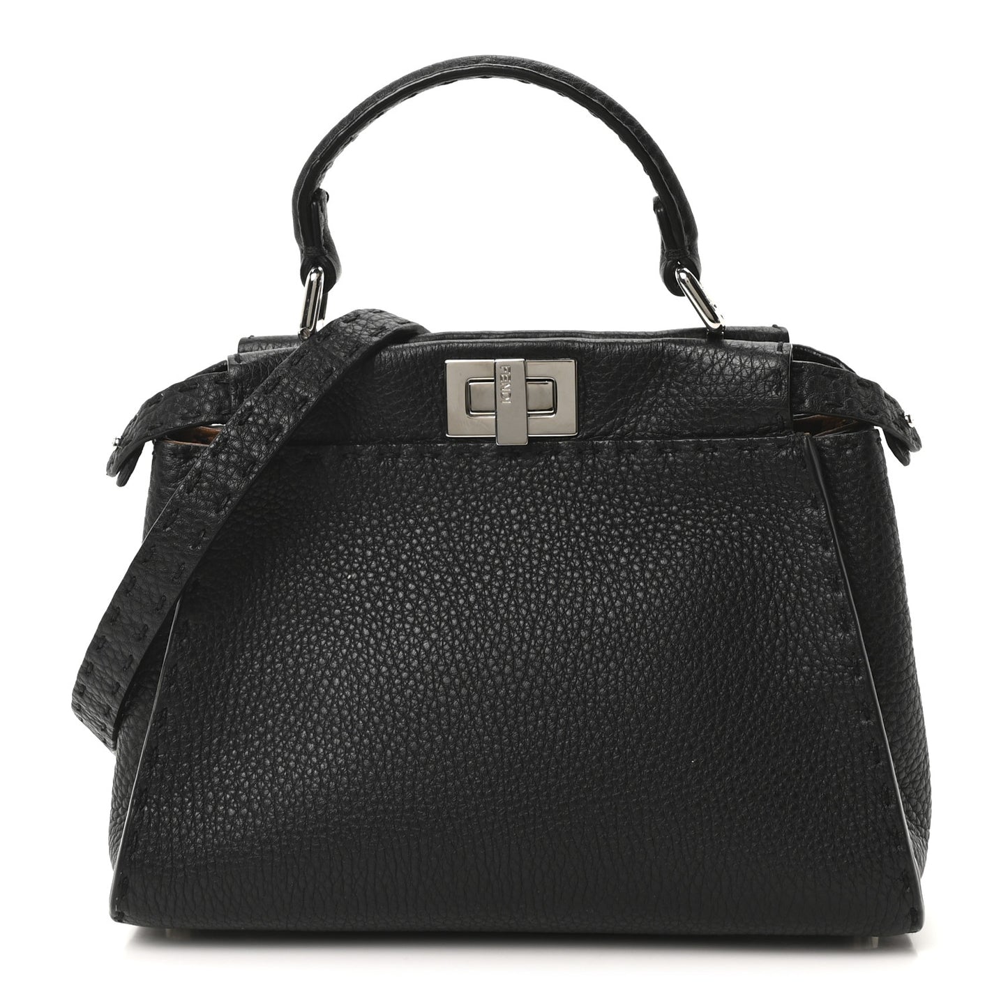 Cuoio Romano Selleria Bi-Color Mini Peekaboo Iconic Satchel Black Mou