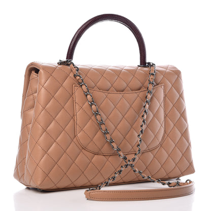 Chanel Caviar Lizard Quilted Large Coco Handle Flap Beige 3 of 9