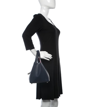 Hermes Taurillon Clemence Picotin Lock 18 PM Bleu Nuit Rose Pourpre 2 of 8