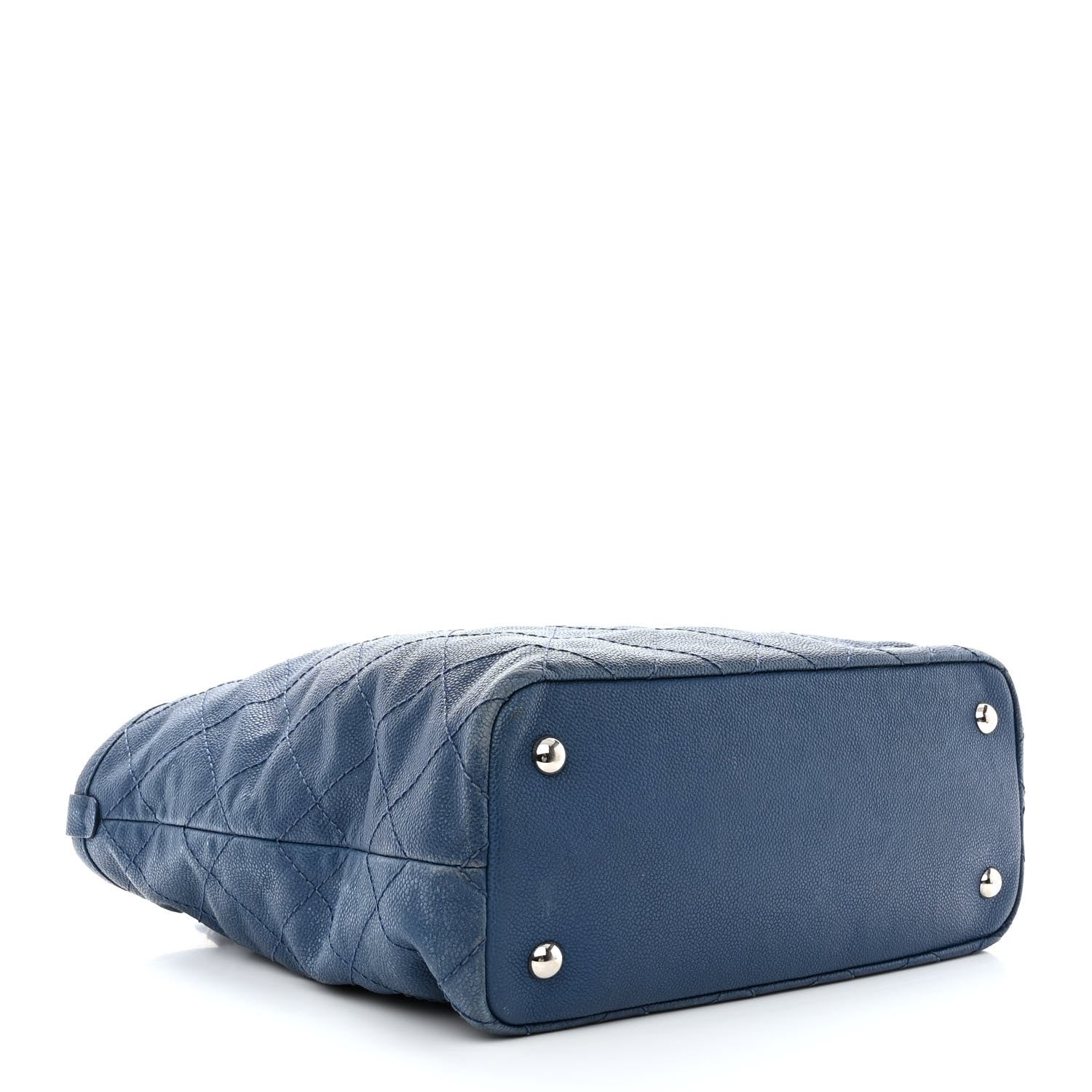 Chanel Grained Calfskin Quilted Small Daily Shopping Tote Blue 5 of 12