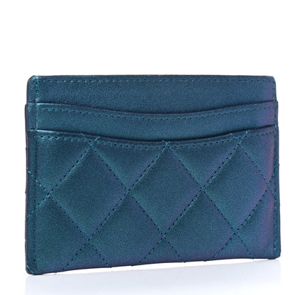 Chanel Metallic Lambskin Quilted Card Holder Turquoise 2 of 4