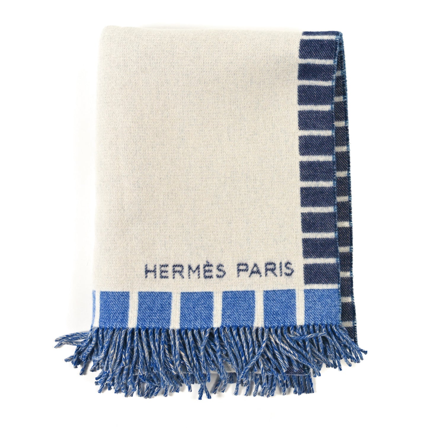 Wool Cashmere Patchwork Saddle Blanket Indigo