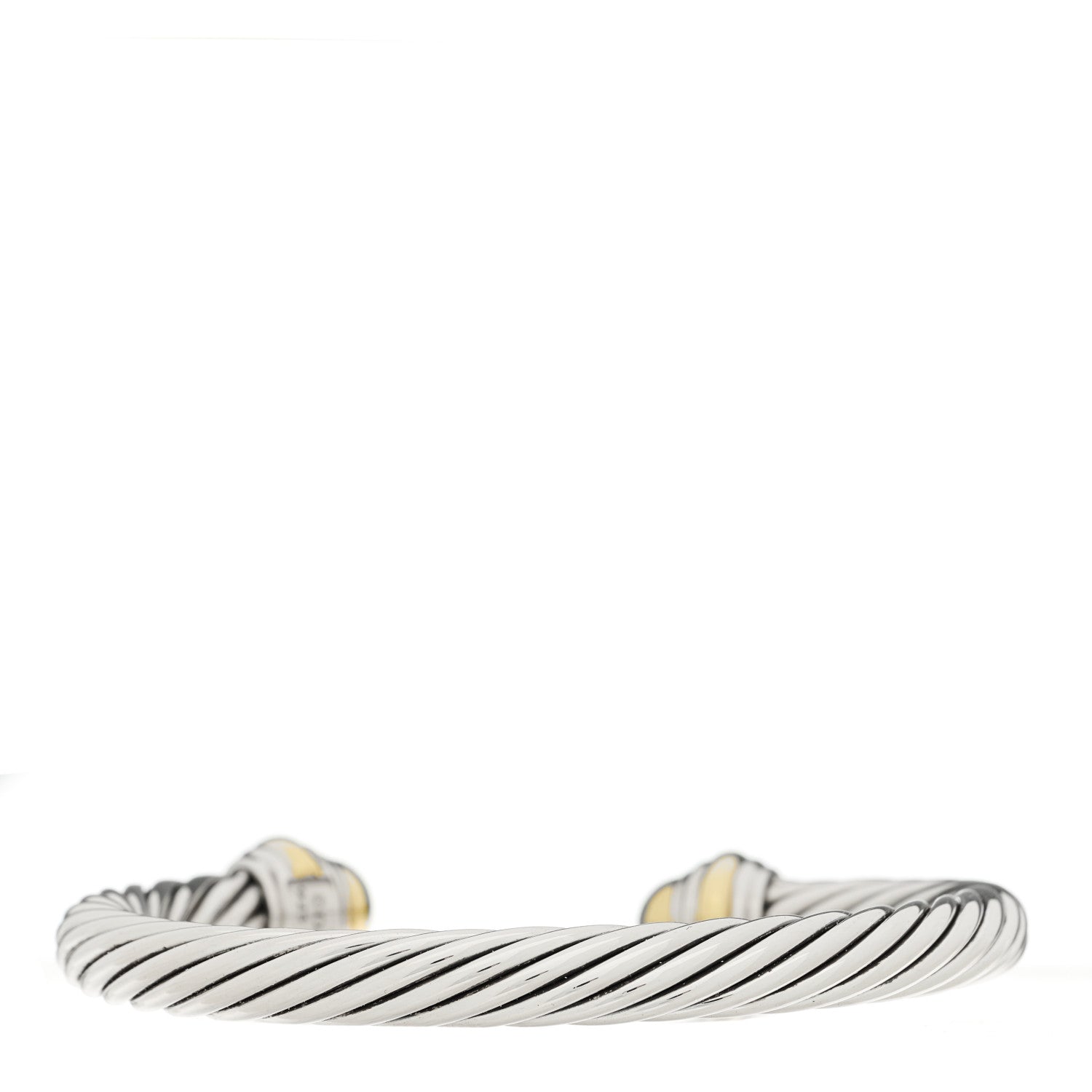 David Yurman Sterling Silver 14K Yellow Gold 7mm Cable Classics Dome Bracelet 2 of 3