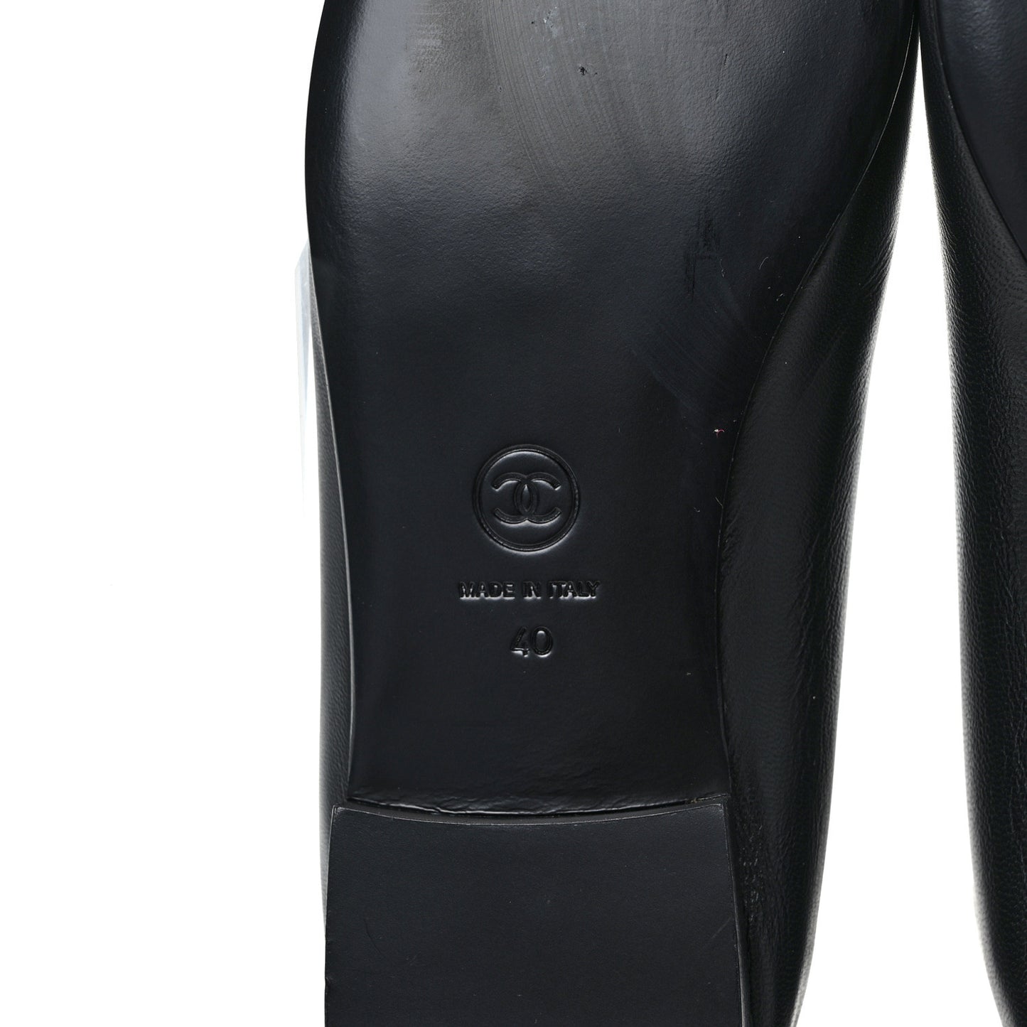 Lambskin Patent Cap Toe Ballerina Flats 40 Black