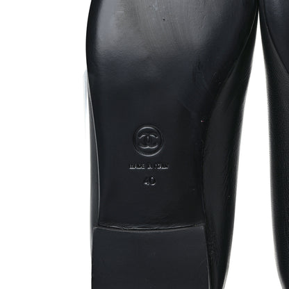 Chanel Lambskin Patent Cap Toe Ballerina Flats 40 Black 6 of 9