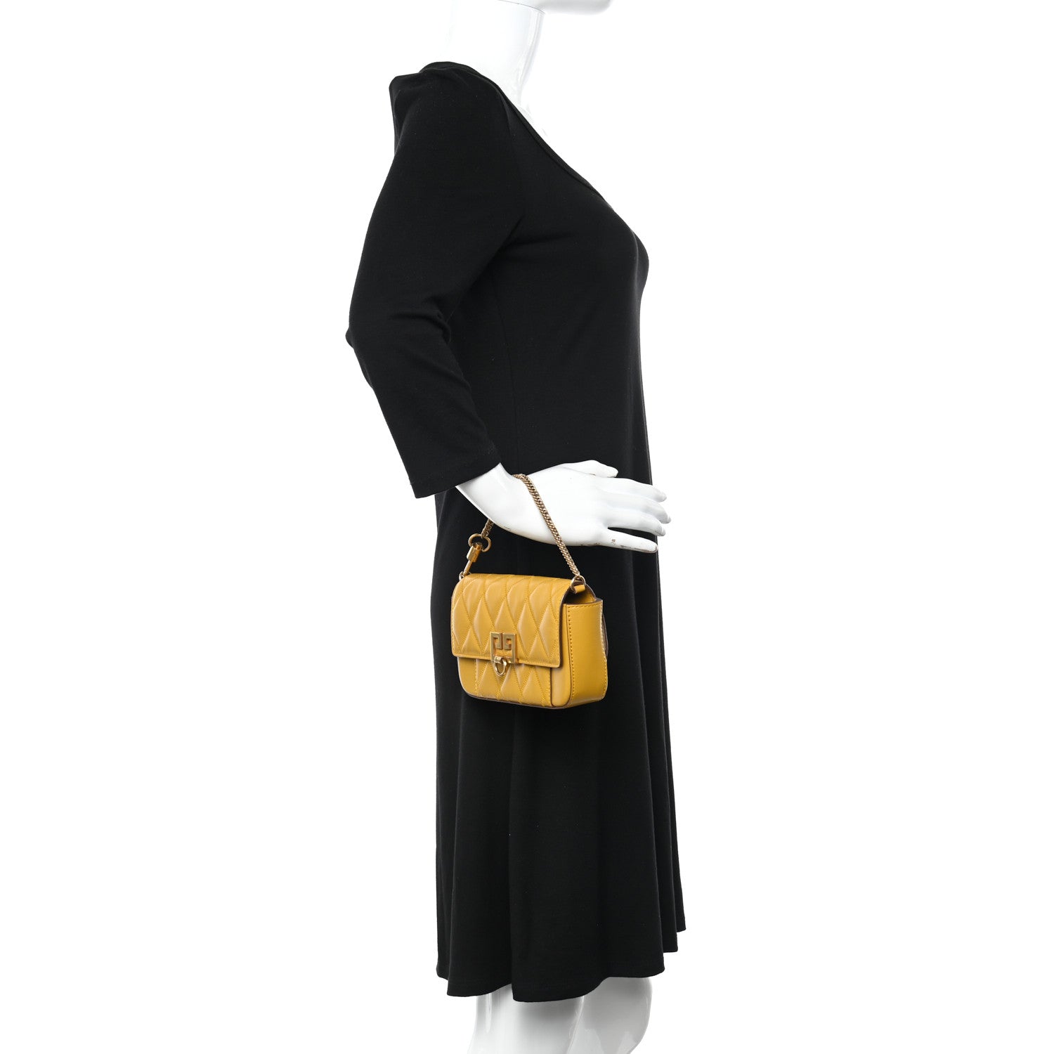 Givenchy Goatskin Quilted GV3 Mini Pocket Convertible Bag Golden 2 of 9