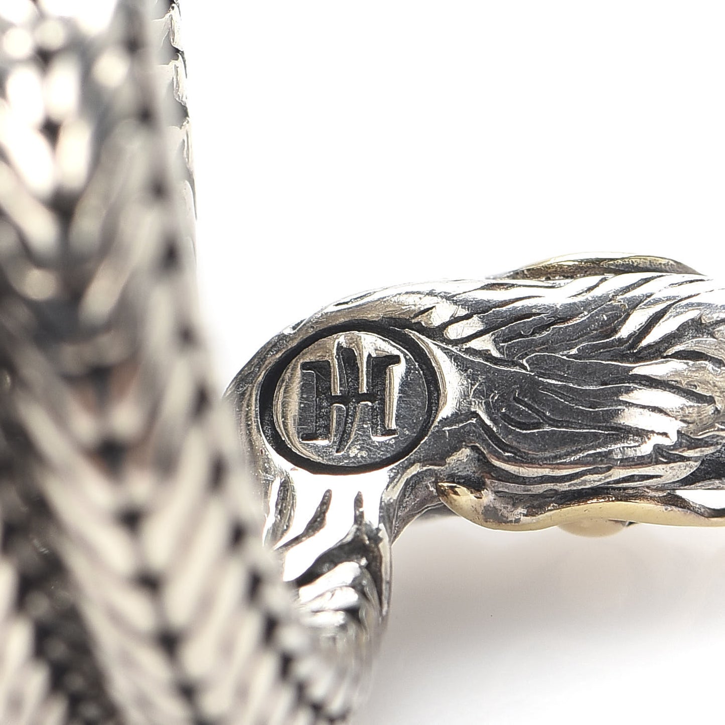 Sterling Silver 18K Yellow Gold Naga Dragon Coil Ring 54 7