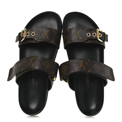 Louis Vuitton Monogram Bom Dia Mule Sandals 39 Black 2 of 11