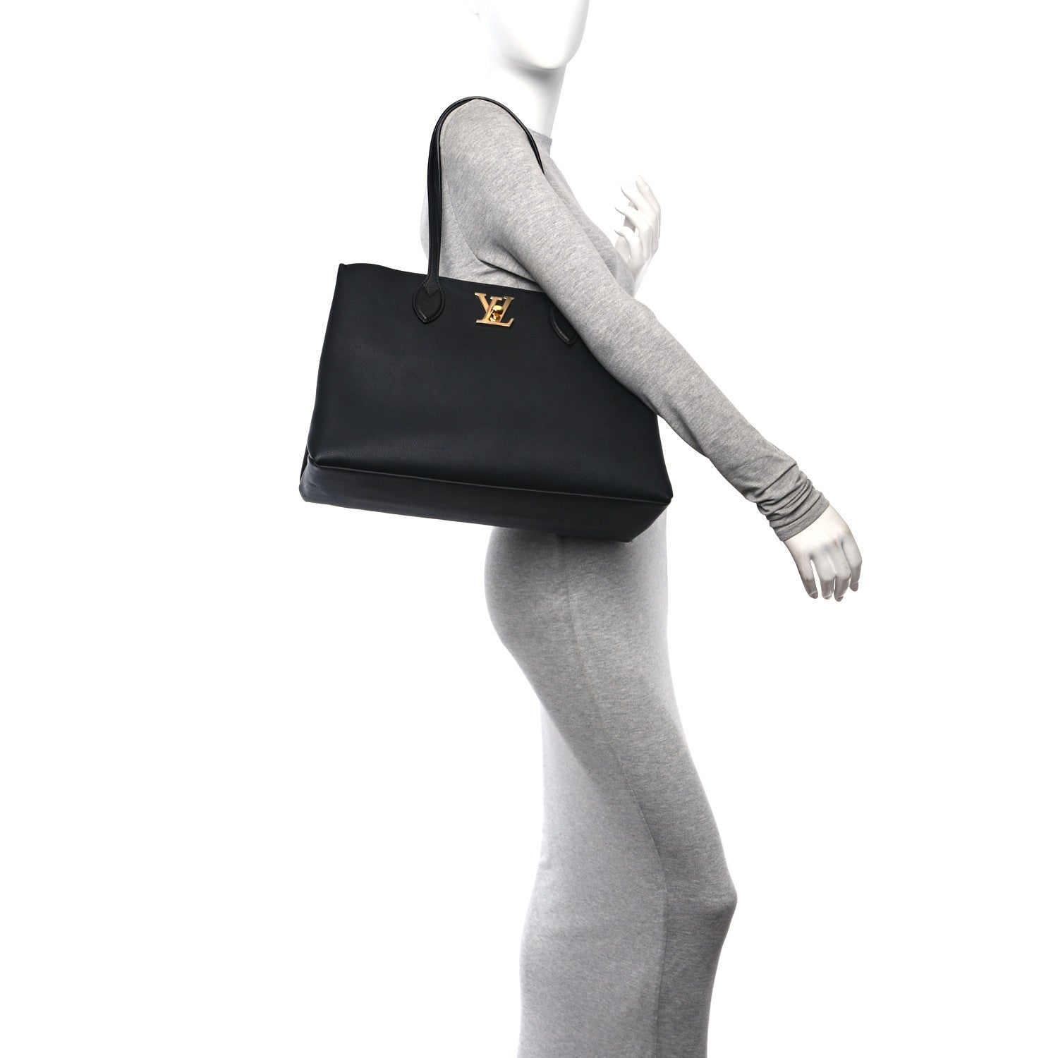 Louis Vuitton Grained Calfskin Lockme Shopper Black 2 of 10