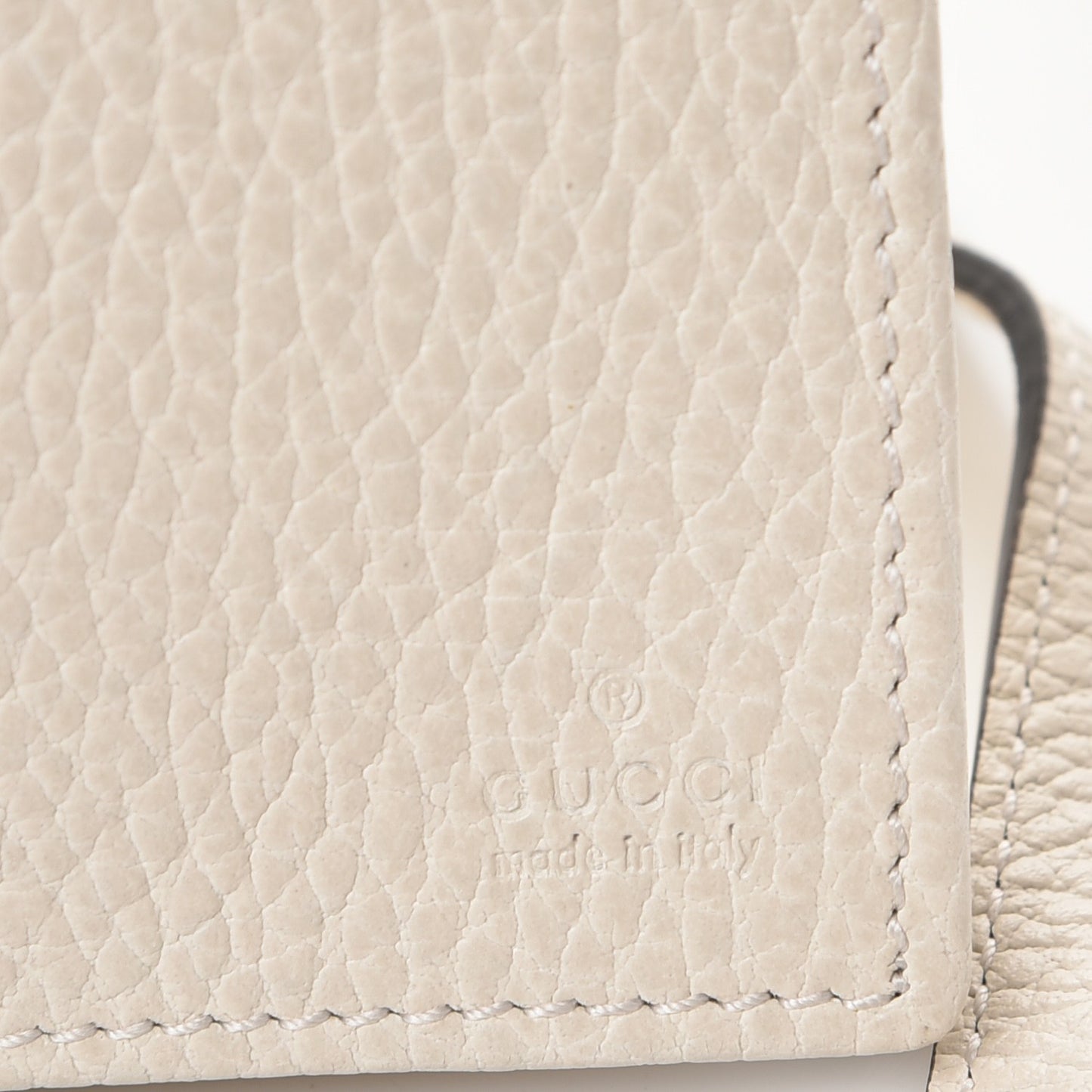 Dollar Calfskin Mini Swing Wallet Bag Mystic White