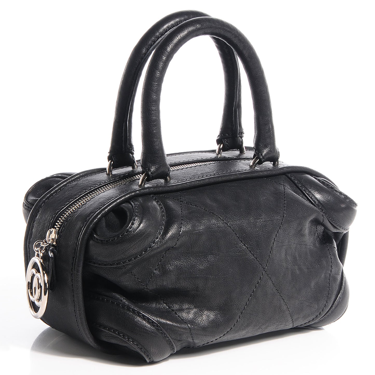 Calfskin Round Bowling Bag Black