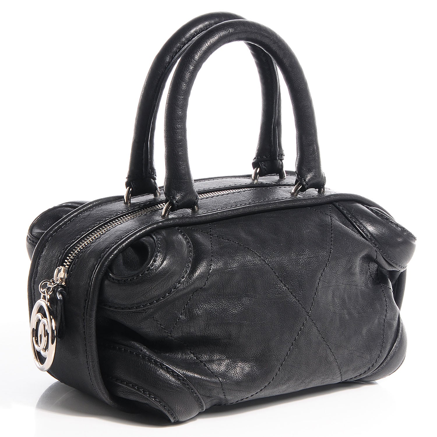 Chanel Calfskin Round Bowling Bag Black 3 of 8