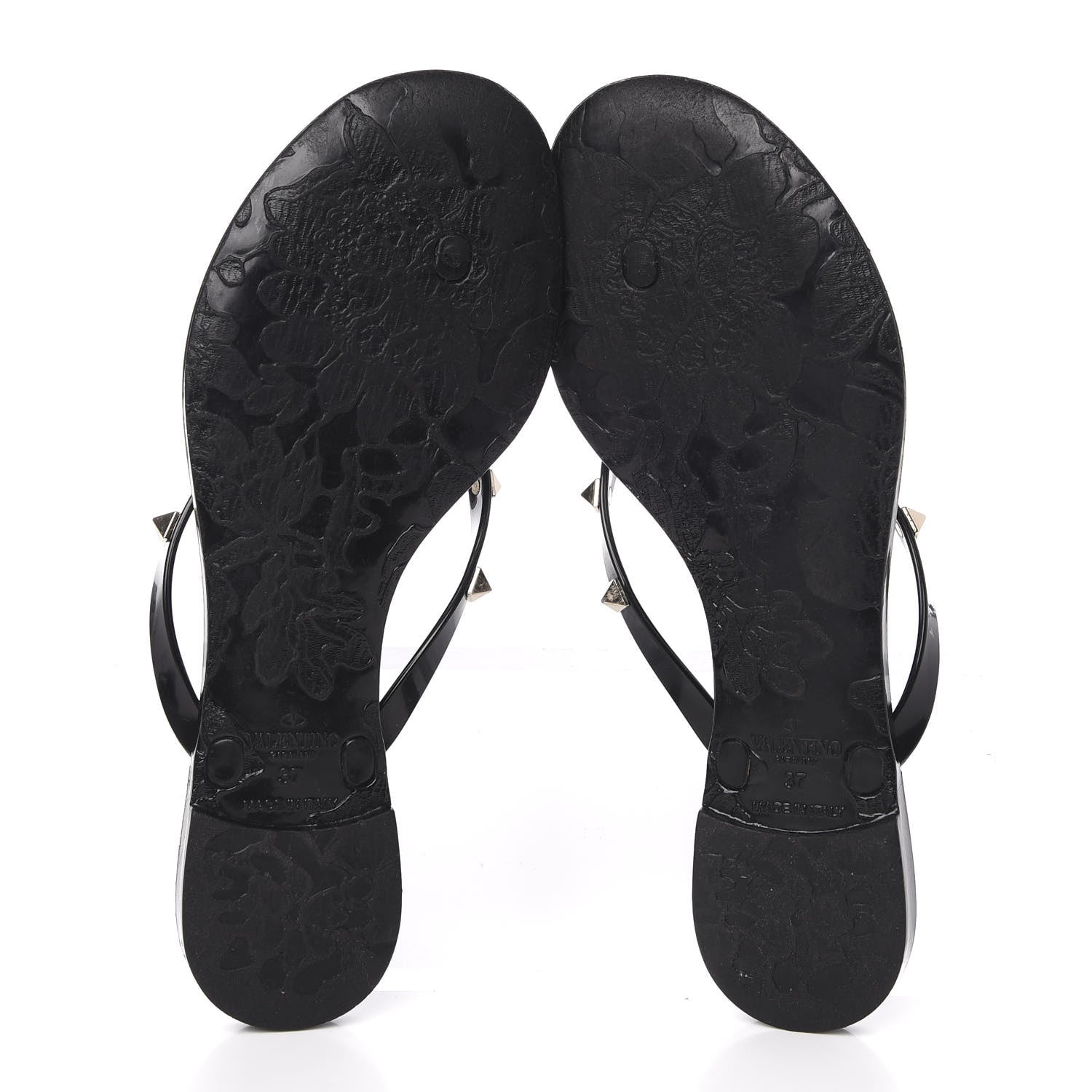 Valentino Garavani PVC Jelly Rockstud Bow Thong Sandals 37 Black 5 of 7