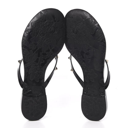 Valentino Garavani PVC Jelly Rockstud Bow Thong Sandals 37 Black 5 of 7