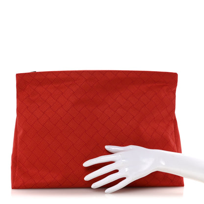 Bottega Veneta Econyl Jacquard Nylon Intreccio Zip Pouch Clutch Tomato 2 of 8