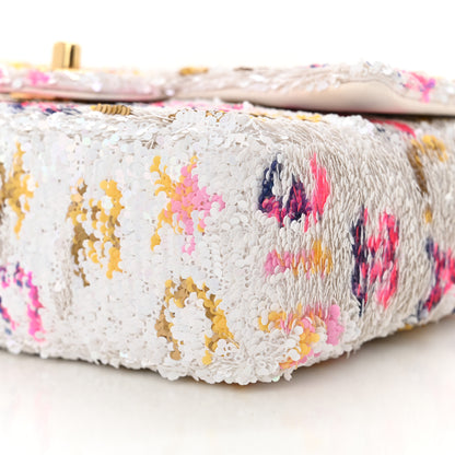 Chanel Sequin Logo Mini Rectangular Flap White Multicolor 10 of 11