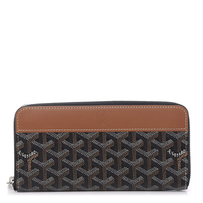 Goyard Goyardine Matignon Zip Around GM Wallet Black Gold 1 of 5