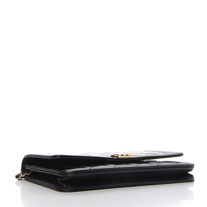 Chanel Patent Calfskin Quilted Boy Wallet On Chain WOC Black 4 of 12