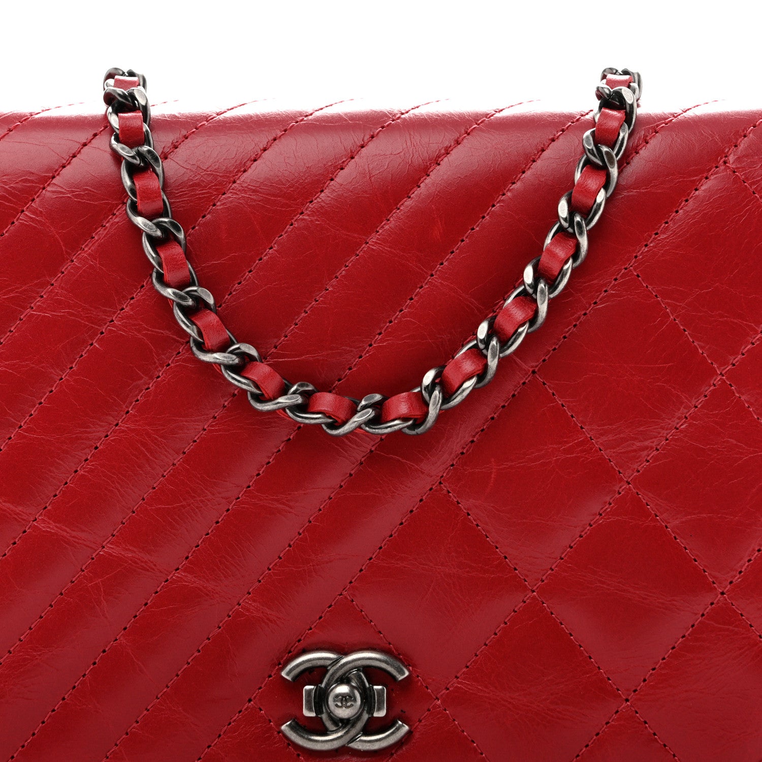 Chanel Glazed Calfskin Quilted Coco Boy Wallet On Chain WOC Red 8 of 13