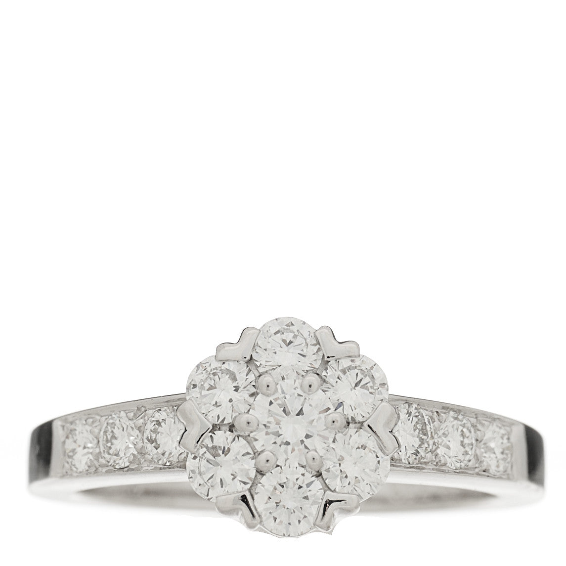 Van Cleef & Arpels 18K White Gold Diamond Fleurette Ring 48 4.5 1 of 6