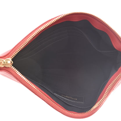 Saint Laurent Calfskin Matelasse Chevron Monogram A5 Wristlet Bandana Red 5 of 8