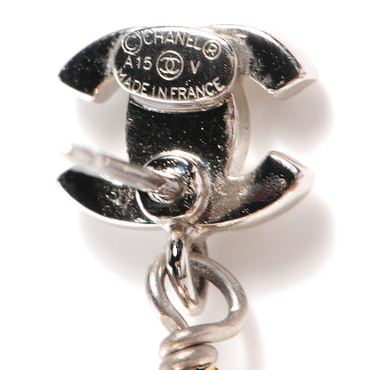 Chanel Crystal CC Pearl Dangle Earrings Silver 4 of 5
