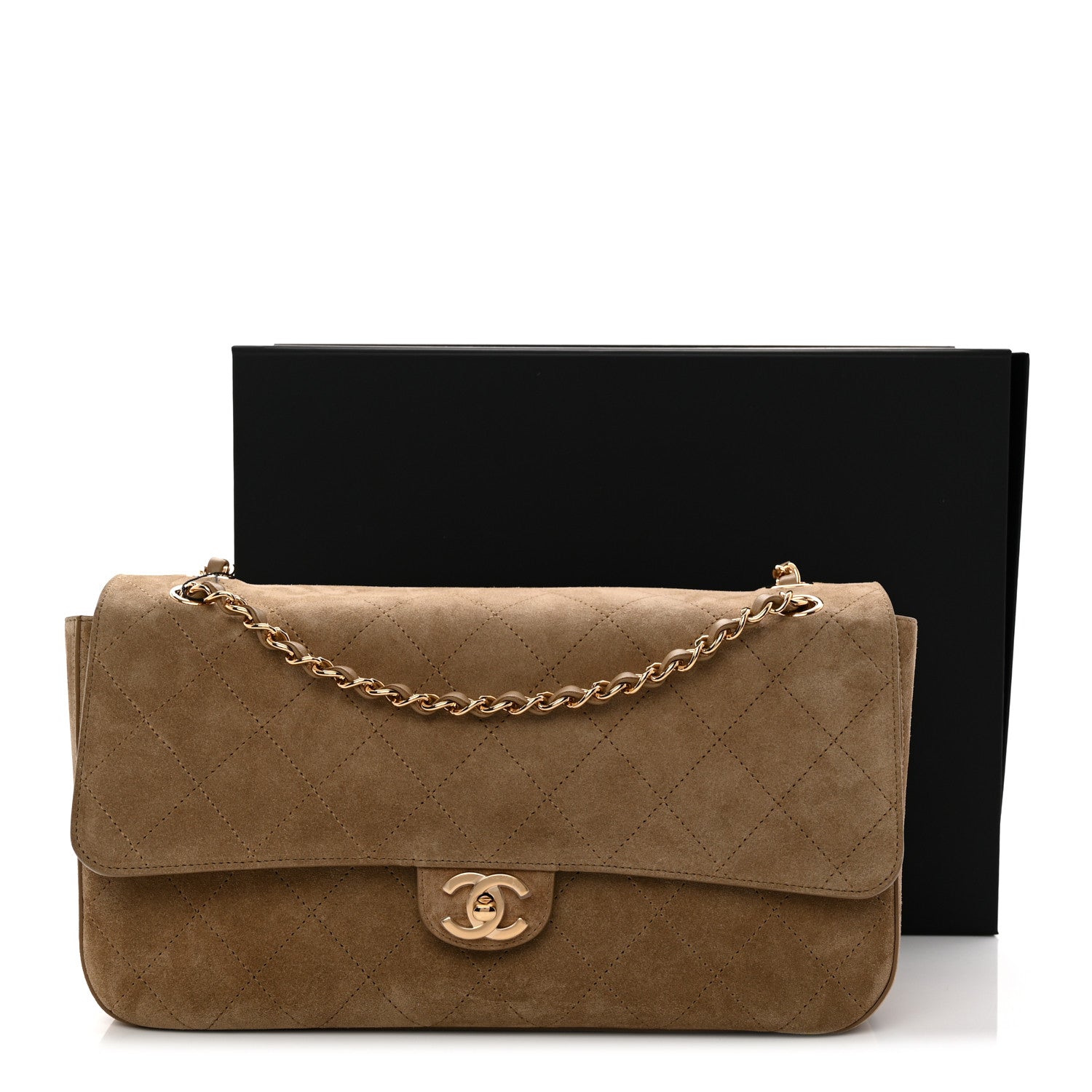 Chanel Suede Calfskin Small Souplissimo Maxi Flap Dark Beige 11 of 11